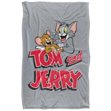 (147cm x 91cm, Multicoloured) Tom And Jerry Leaning With Logo Blanket