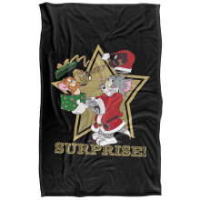 (147cm x 91cm, Multicoloured) Tom And Jerry Surprise Christmas Blanket