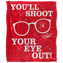 (147cm x 91cm, Red/White) A Christmas Story You'll Shoot Your Eye Out Soft Touch Blanket