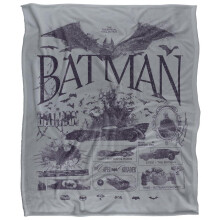 (147cm x 91cm, Multicoloured) Batman Batmobile Soft Touch Logo Blanket