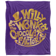 (147cm x 91cm, Gold) Willy Wonka & The Chocolate Factory Gold Logo Blanket