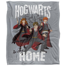 (147cm x 91cm, Grey) Harry Potter Hogwarts Is My Home Blanket