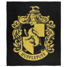 (147cm x 91cm, Black/Gold) Harry Potter Hufflepuff Crest Blanket