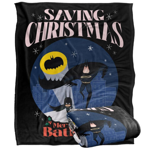 Batman (152cm x 127cm, Multicoloured) Batman Saving Christmas Soft Touch Blanket 2