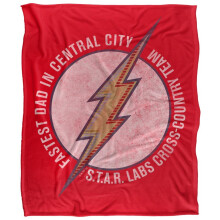 (58in x 36in, Multicoloured) Flash Fastest Dad In Central City Fathers Day Blanket