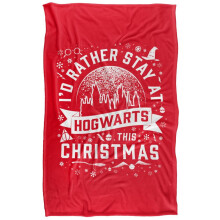 (152cm x 127cm, Red) Harry Potter Hogwarts At Christmas Blanket