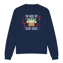 (S, Navy) Star Wars Unisex Adult You Make My Heart Grogu Star Wars Long-Sleeved Sweatshirt