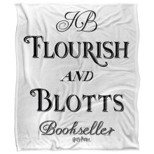 (147cm x 91cm, White/Black) Harry Potter Flourish And Blotts Blanket