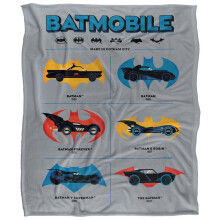 (147cm x 91cm, Multicoloured) Batman Batmobiles Through The Years Logos Throw