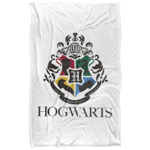 (147cm x 91cm, White) Harry Potter Hogwarts Crest Supersoft Blanket