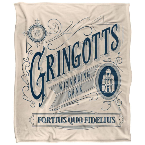 Harry Potter (152cm x 127cm, White) Harry Potter Gringotts Supersoft Blanket