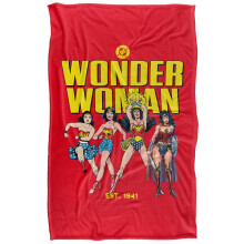 (147cm x 91cm, Red) Wonder Woman Through The Years Blanket