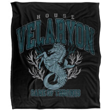 (147cm x 91cm, Black/Blue) Game Of Thrones House Velaryon Varsity Soft Touch Blanket
