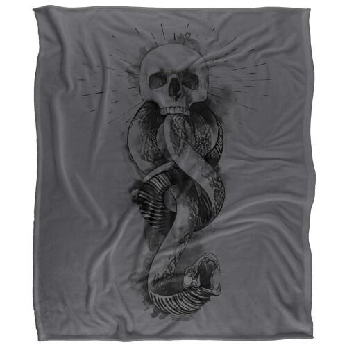 Harry Potter (152cm x 127cm, Grey) Harry Potter Dark Mark Ink Blanket