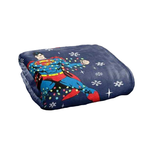 Superman (152cm x 127cm, Multicoloured) Superman Christmas Lights Soft Touch Blanket 1