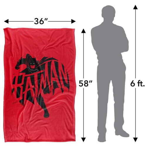 Batman (152cm x 127cm, Red/Black) Batman Running Supersoft Blanket 2