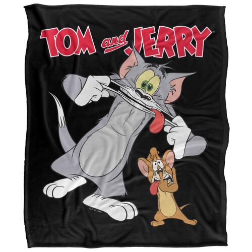 TOM AND JERRY (152cm x 127cm, Multicoloured) Tom And Jerry Silly Face Soft Touch Blanket