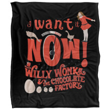 (147cm x 91cm, Multicoloured) Willy Wonka & The Chocolate Factory I Want It Now Soft Touch Blanket