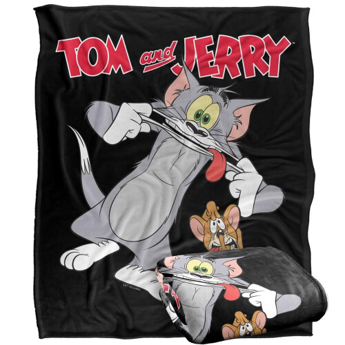 TOM AND JERRY (152cm x 127cm, Multicoloured) Tom And Jerry Silly Face Soft Touch Blanket 1