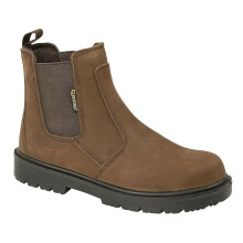(10 UK, Brown) Grafters Mens Brown Waxy Leather Safety Dealer Boots