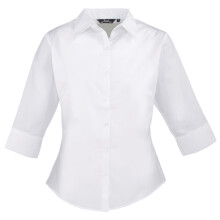 (14, White) Premier Womens/Ladies Poplin 3/4 Sleeve Blouse