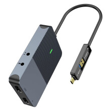 DisplayLink USB3.0/Type-C A Doble Docking Compatible 4K60Hz Doble Monitor Extender Espejo con Jack de 3.5mm OTG para PC