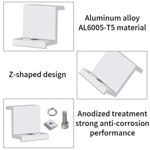 4 Pieces Solar Module Holder End Clamp Kit, Solar Panel  Clamp Brackets, Solar End Clamp Adjustable Solar Panel,30mm 2