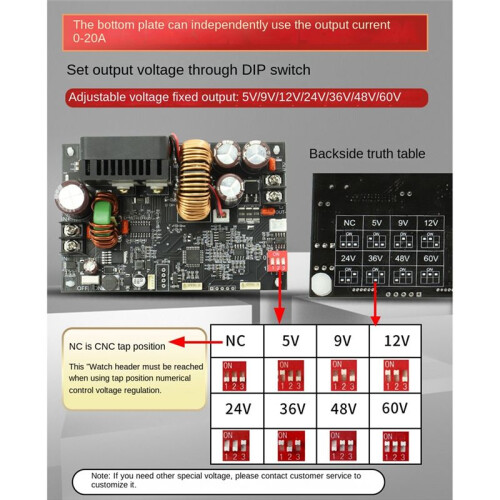 CNC Adjustable  Regulated Power Supply Constant Voltage Constant Current Maintenance 20A/1200W Step-Down Module 1