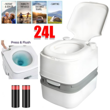 24L Portable Toilet Flushing Chemical Toilet Potty Camping Caravan Easy Clear UK
