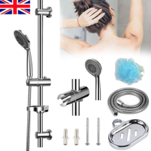 Adjustable Slider Rail Shower Riser Kit With Soap Bar Holder Hose Head Set Tool