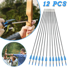 12Pcs 30 inch Fibreglass Archery Arrows Field Hunting & Target Broadhead Tool