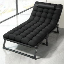 Sun Lounger Folding Recliner Chair Garden Outdoor Bed with Mattress And Pillow