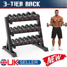 3 Tier Dumbbell Rack Stand Weight Rack Dumbbells Home Gym Storage 1000lbs Black