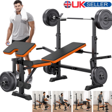 Adjustable Weight Bench Press Training Lifting Barbell Rack Home Gym Fitness UK