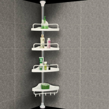 4-Tier Bathroom Corner Shelf Adjustable Telescopic Shower Storage Rack Plastic