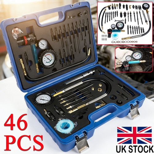 46PCS Petrol & Diesel Dual Gauge Engine Compression Leakage Test Master Kit UK