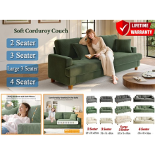 3 Seater 4 Seater Jumbo Cord Sofa Modern Corduroy Sofa with 2 Throw Pillows