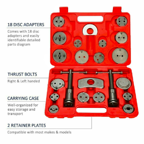 23Piece UNIVERSAL HEAVY DUTY BRAKE CALIPER PISTON REWIND WIND BACK TOOL KIT NEW 1