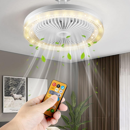 LED Ceiling Fan Light Adjustable Wind Speed Remote Control Bedroom Livingroom