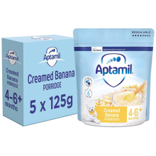 5 x 125g Aptamil Creamed Banana Porridge Suitable For 4-6+ Months