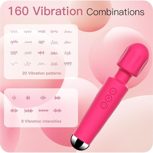 Waterproof Magic Wand Body Massager 20 Vibration Modes USB Rechargeable UK
