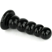 5 Bead Anal Trainer Realistic Black Silicone Large Beads with Suction Cup
