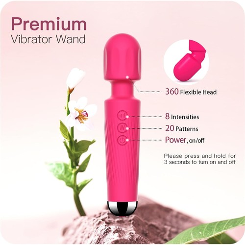 Waterproof Magic Wand Body Massager Powerful 20-Vibration Modes USB Rechargeable 1