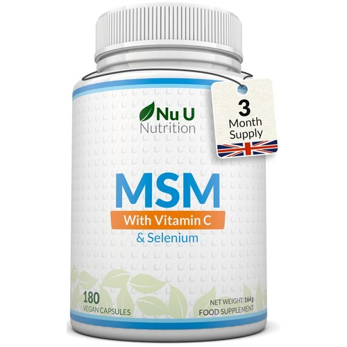 MSM with Vitamin C and Selenium 180 Capsules Methylsulfonylmethane