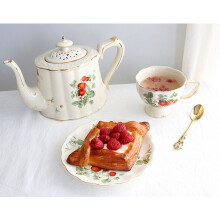 French Retro Teapot Coffee Cup Set Gold Cup Saucer Flower Teacup English Afternoon Tea Cup B