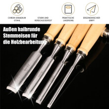 Set of 4 Wooden Chisel Set, Round, Curved Chisel Set, CR-V Steel Semicircular 6mm/12 Mm/18 Mm/24 mm for DIY Crafts