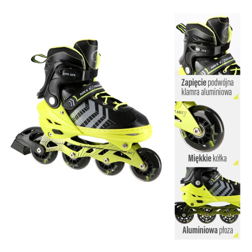 Patins de gelo e inline 4 em 1, preto e verde, tamanho P (29-33) 2