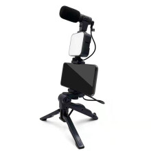 Zestaw Statywu do Telefonu Komórkowego z Mikrofonem LED Fill Zestaw do Tworzenia Wideo Vlog do Nagrywania na Żywo Studium Selfie A