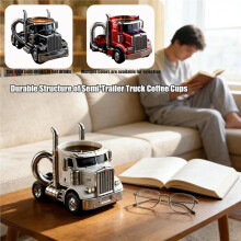3D Semi-Truck Shaped Coffee Mug - 11oz Handcrafted 18-Wheeler Ceramic Cup, Unique Birthday or Retirement Gift C