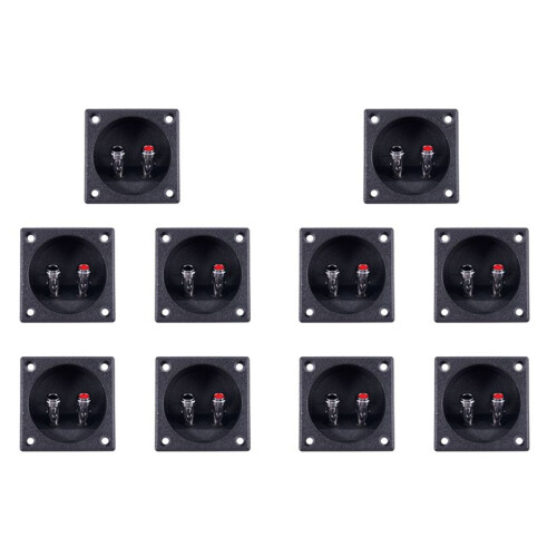 10X Square Shape Double Binding Post Type Speaker Box Terminal Cup Black
